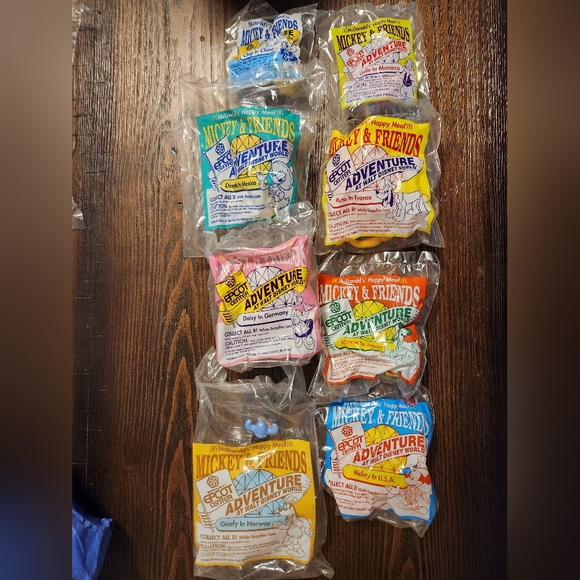 8 Complete Set NEW McDonalds 1994 Disney Epcot Adventures Mickey & Friends Toys - Picture 2 of 3